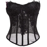 Chiffon Lace Applique Overbust Corsets